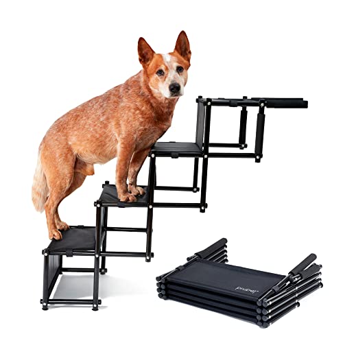 PiuPet® Dog Ramp for large and small Dogs - Loadable up to 80 kg - Usable for all vehicles - Dog stairs foldable