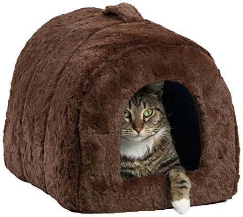Best Friends by Sheri Pet Igloo Hut, Lux, Dark Chocolate - Cat and Small Dog Bed Offers Privacy and Warmth for Better Sleep - 17x13x12 - For Pets 9lbs or Less